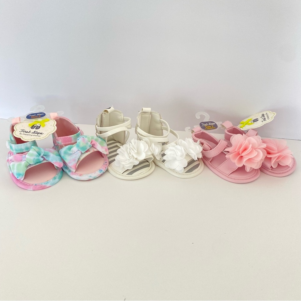 First Steps Baby Girl Sandals Size 2 3 6 Months